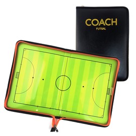 Foldable Futsal Coaching Board Set with Magnetic Number Pieces, Marker Pen, Marker Eraser, Indoor Football Five-A-Side Soccer Color Full Court Zipper Design Strategy Board Training Aid