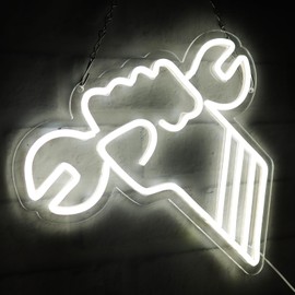 JFLLamp Wrench Garage Neon Signs for Wall Decor Neon Lights for Bedroom Led Business Signs Suitable for Garage Christmas Birthday Party Unique Gift for Lover, 5V Power Adapter, 12.2*13.1 Inch (White)