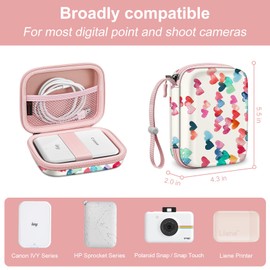 Fintie Protective Case for Canon Ivy 2 Mini, Canon Ivy CLIQ2 / CLIQ+2 Instant Camera Photo Printer - Shockproof Hard Shell Carrying Case, Raining Hearts
