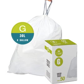 Code G 8 GallonDrawstring Trash Bags Compatible with Code G | 1.2 Mil White Garbage Can Liners 8 Gallon / 30 Liter Heavy Duty Plastic Trash Bags 50 Count 2 PACK