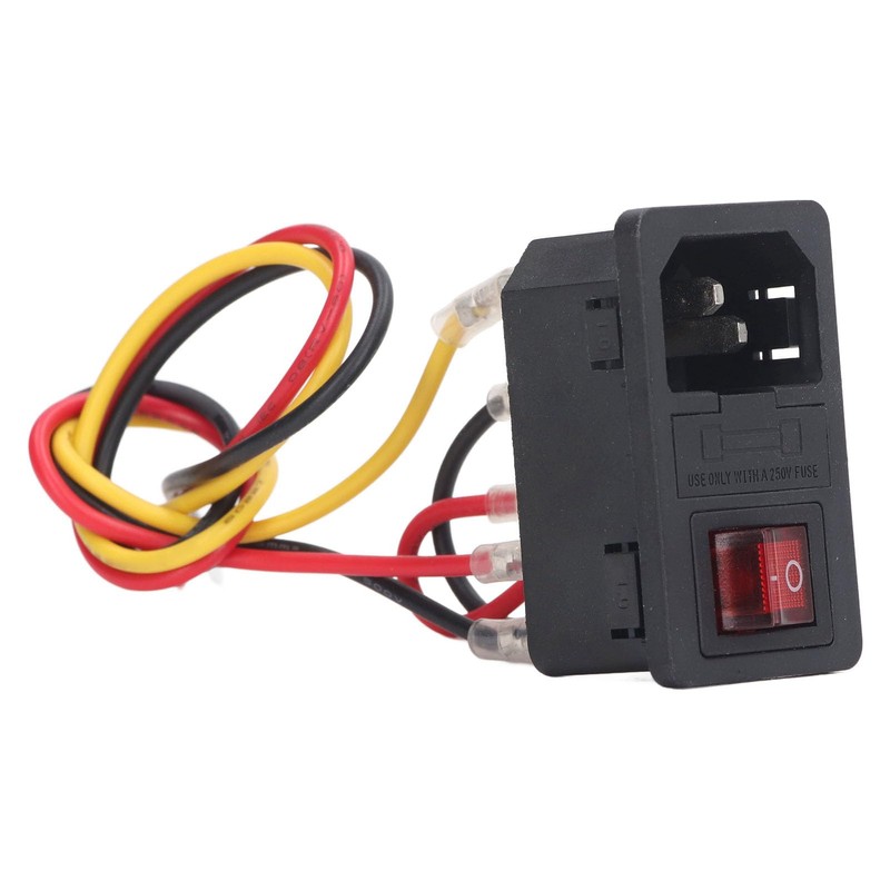 4PCS AC250V 10A Rocker Switch, 3 Pins Inlet Power Socket