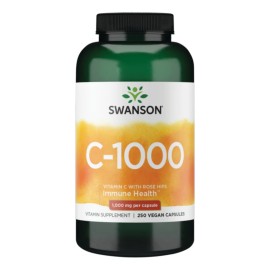 Swanson Vitamina C Con Escaramujos 1000mg, 250 Cápsulas Sabor Sin sabor