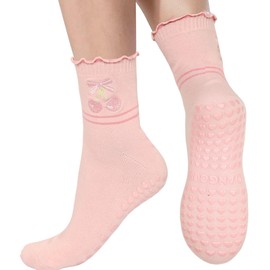 DANGCOS Pilates Socks for Women Cute Grip Ruffle Yoga Socks for Yoga, Barre, Home Workouts