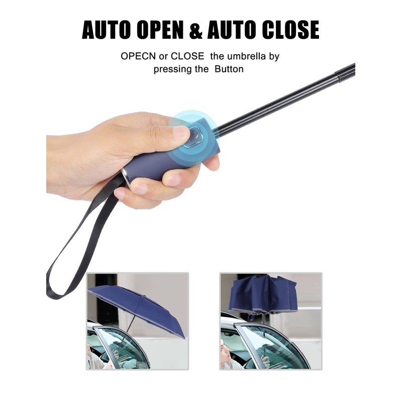 Cilnos Umbrella Windproof Strong, Folding Travel and Compact Umbrella with