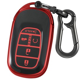 Kirsnda Key fob Cover Compatible with Honda 2022 2023 2024 2025 Civic Accord HR-V Pilot CR-V Smart Remote Key Accessories,TPU Protection Key Case with Metal Buckle,Red