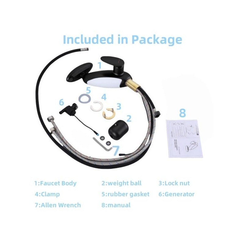 LED Bathroom Sink Faucet with Pull-Out Sprayer - 4 Modes