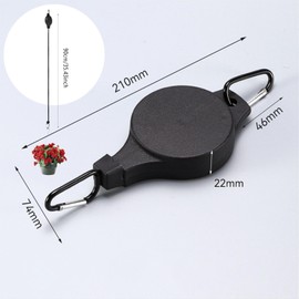 Wilsonzin 4 Stücke Blumenkorb-Haken Blumenampel Einziehbarer Haken Seilrolle Ampelaufzug Pflanzenlift Einziehbarer für Hängende Pflanzen Blumenkörbe Blütentöpfe Vogelkäfige（Schwarz）