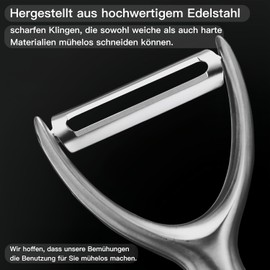 Premium 304 Stainless Steel Upgrade, Multifunctional Kitchen Fruit and Vegetable Peeler with Real Wooden Handle, Ultra Sharp, Robust Blade