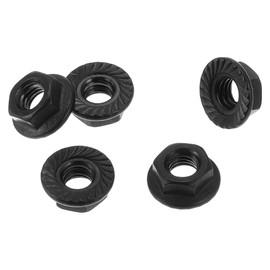 HOPESPANNER 5 Pcs M6 Car Flange Nuts Carbon Steel Flat Hex Lock Flange Nuts Non-Slip Lock Flange Black for Car Motorcycle