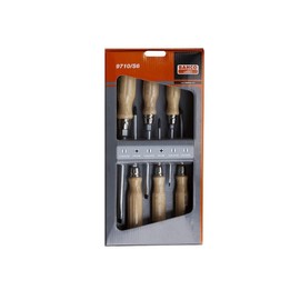 Bahco 9710/S6 Screwdriver Set with Wooden Handle, Silver/Brown, 6-Piece