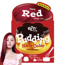 eZn Pudding Hair Dye, Ammonia-Free, Semi-Permanent DIY Korean Hair Dye Color with Keratin (Fiery Red)