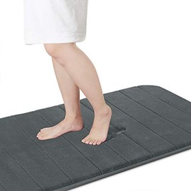 Yimobra Memory Foam Bath Mat Large Size,70 x 24 Inches Soft and Comfortable, Super Water Absorption, Non-Slip, Thick, Machine Wash, Easier to Dry for Bathroom Floor Rug , Dark Gray