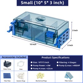 BINANO Multi-Stage Hang-On-Back Aquarium Filter for 20-50 Gallon Fish Tanks Waterfall Oxygenation & Ultra-Quiet HOB Filter System with Splash Guard & Dual Mounting (10 Inch)