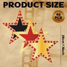 Frienda 48 Sheets Movie Star Sticker 11 Inch Star Movie Theme Party Decorations Stickers Red Carpet Party Decorations for Bulletin Board Wall Art, 3 Styles