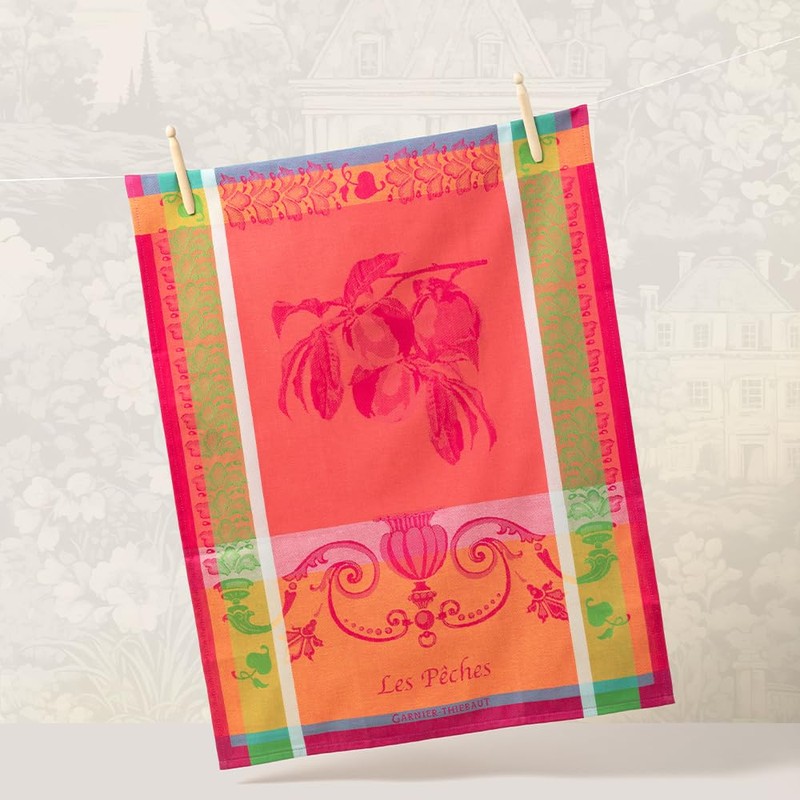 Garnier-Thiebaut Les Peches Rose Kitchen Towel 22"X30", 100% Cotton