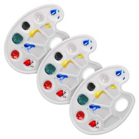 U.S. Art Supply 10-Well Plastic Artist Painting Palette (Pack of 3) - Paint Color Mixing Trays - Art Students, Classroom, Class Craft Projects, Party Events - Acrylic, Oil, Watercolor, Tempera