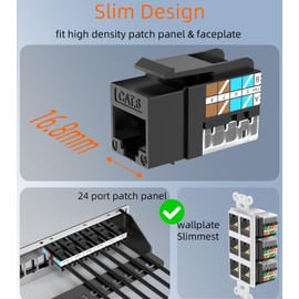 Rapink RJ45 Keystone Jack Cat6 10G Support, Cat6 Keystone Jacks UTP 25 Pack for Wall Plate and Patch Panel, Rj45 Keystone 90 Degree Black Color for Cat6, Cat5e, Cat5 Cabling