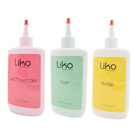 LIKO Bundle Pack For Nail Top Coat, Protective Nail Base Powder Activator, Nail Care Bundle Pack of -3