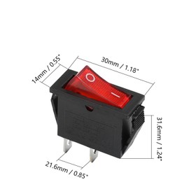 Fielect 1Pcs KCD3 ON/Off Boat Rocker Switch 2Pin 250V/15A 125V/20A Car Boat Red Rocker Switch Toggle