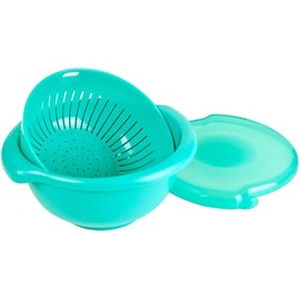 Hutzler 3-in-1 Berry Bowl Keeper, Colander & Container, Keeps Berries Fresh Longer, 1 Quart Capacity (Turquoise)