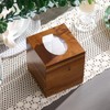 Acacia Wood Tissue Box Cover, Square Wooden Tissue Holder for