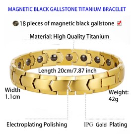 Magnetic Bracelet, Men's Magnetic Bracelet, Titanium Steel Magnetic Therapy Bracelet, Full Magnetic Bracelet with 18 Magnets, Static Electricity Removal, Stainless Steel