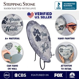 OrnamentallyYou Elegant Resin Stepping Stone, Outdoor Garden Pathway Decoration (Paws Printed on Our Hearts Memorial Stepping Stone for Pet, 9.5" Dog Funeral and Pet Cemetery Decor)
