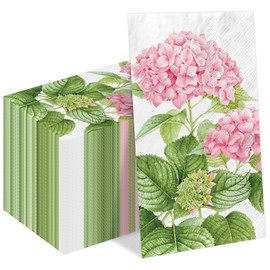 JarThenaAMCS 80Pcs Hydrangea Guest Napkin Pink Floral Disposable Paper Napkin Flower Decorative Dinner Hand Towel for Spring Summer Home Kitchen Bathroom Party Supplies