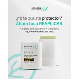 Seasons love your skin protector solar FPS50 stick I para todo tipo de piel I bloqueador en barra manzana verde 15 gr