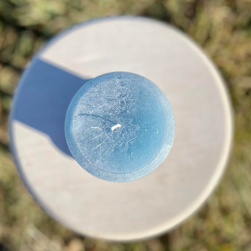 Slate Blue Gray Rustic Textured Unscented Block Pillar Candle -