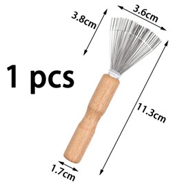 1 Piece Brush Cleaner Comb Cleaning Brush Tool with Wooden Handle for All Brush Sizes, Hair Brush Cleaner for Removing Hair from Hair Brushes and Combs, Comb Cleaner Cleaning Brushes