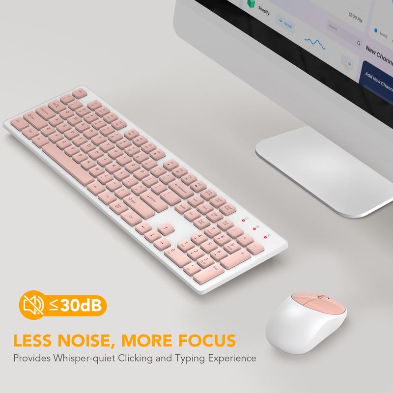 SABLUTE Wireless Keyboard and Mouse, Full-Size Wireless Mouse and Keyboard