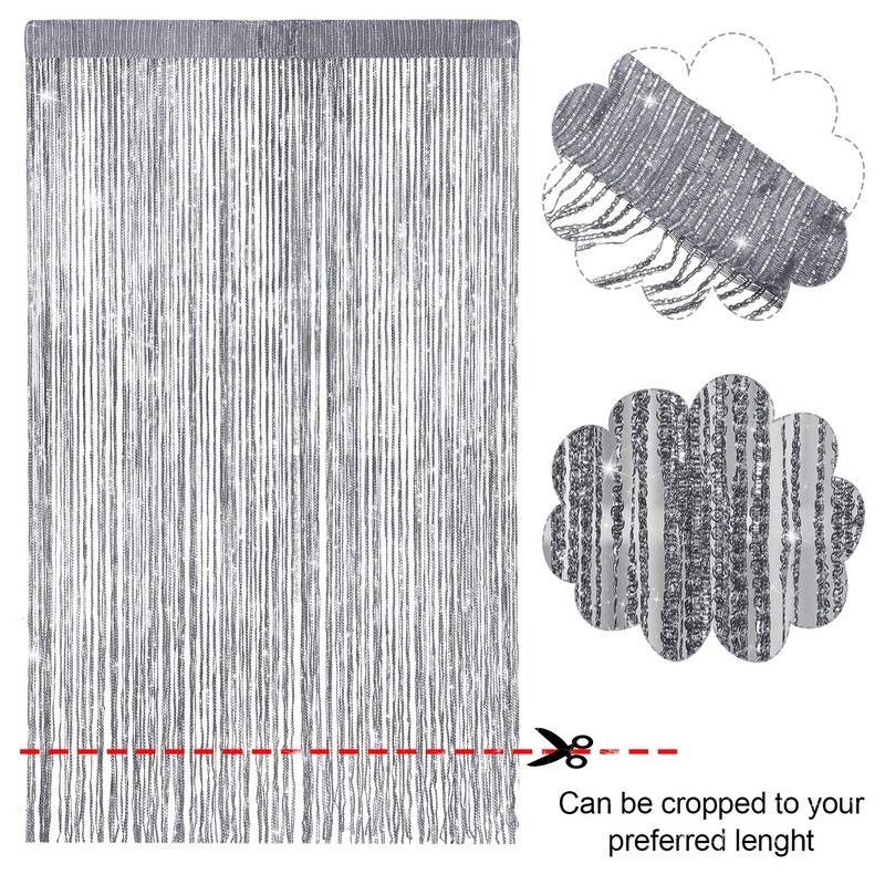 Sinmoe 2 Pieces Glitter String Curtain Panels Cotton String Curtain