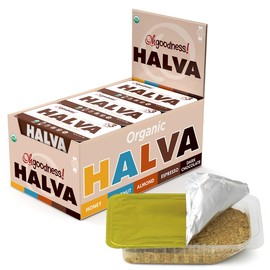 Organic OhGoodness! Honey Halva - Case Of 12 - Only THREE Simple Ingredients, Melt-in-Mouth Snack & Dessert, Honey Sweetened Treat Paleo Approved - (Honey - Espresso) 75g Each