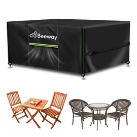 BEEWAY Garden Furniture Cover With Air Vent, Waterproof Patio Rattan Sofa Table Chair Set Cover - 420D Oxford Fabric, Windproof - Rectangular 125 x 63 x 72cm