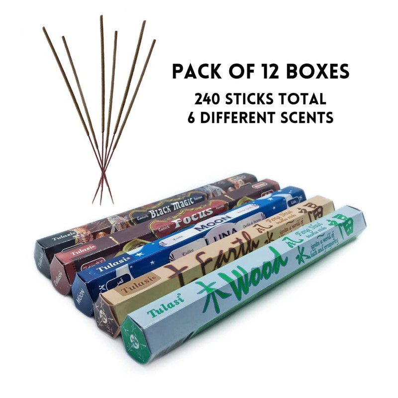 Pack of 12 Assorted Natural Incense Boxes - 240 Sticks