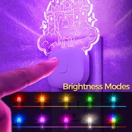 DORESshop Cute Night Light for Kids [2 Pack], Night Lights Plug Into Wall, Acrylic Carved Castle 8 Color Changing Baby NightLight with Dusk to Dawn Sensor, LED Night Lights for Children Girls Bedroom