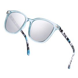 Myiaur Polarised Sunglasses Women Square Lens, Oversized Mirrored Sunglasses with UVA UVB Protection