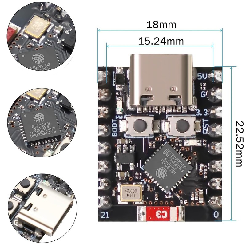 DUBEUYEW ESP32 ESP32-C3 Development Board Mini ESP32 C3 Supports WiFi