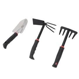 3PCS Garden Tool Set Iron Stainless Steel Five Teeth Rake Hoe Shovel with Plastic Handle Gardening Hand Tools for Loosening Soil Weeding Digging