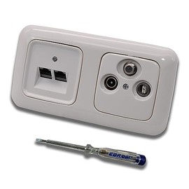 BUSCH JÄGER Complete Set Reflex SI Alpine White - UAE Junction Box CAT 6A 0218/12-101 + Antenna Socket Insert 3-Hole Radio/TV/SAT (**) WISI + Frame and Covers