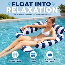 Inflatable Water Hammock Pool Float for Adults – 4-in-1 PVC Floating Mat for Pool, Beach & Lake Relaxation