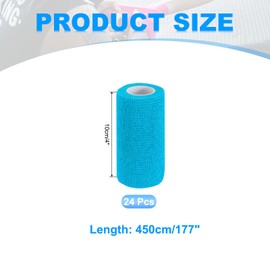 PATIKIL Self Adhesive Bandage Wrap 177" x 4", 24 Pcs Elastic Self Adherent Self Breathable Wrap Tape for Sport Stretch Athletic Wrist Ankle Outdoor Tape, Light Blue