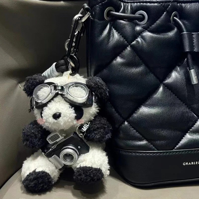 Cute Flash Camera Bear Plush Doll Bag Pendant - Creative