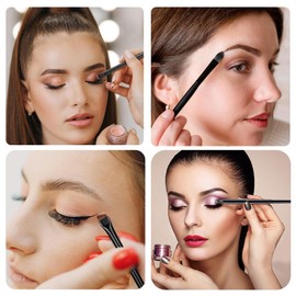 6PCS Eye Makeup Brush Set with Storage Bag, Angled & Blending Brushes for Precise Eyeshadow Application, Smudging & Defining - Black, Essential Beauty Tools for Flawless Makeup Looks