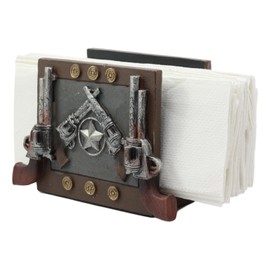 Ebros Rustic Country Wild West Texas Star And Six Shooter Pistols Country Western Cowboy Napkin Holder Decorative Figurine As Kitchen Countertop Dining Table Accent Centerpiece Home Decorative
