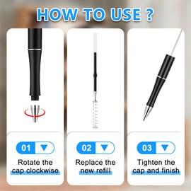 200Pcs Beadable Pens Refills Ballpoint Pens Refills 1.0mm Beadable Pens Supplies Pen Refills for Plastic Bead Pens Bead Pens Ballpoint Pen Students Teacher (2.44 Inch, Black Ink)