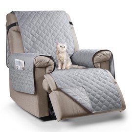 TAOCOCO Recliner Copridivano, Impermeabile Copertura per Braccioli, Con Tasca Laterale (1 Seater, Grigio Chiaro)