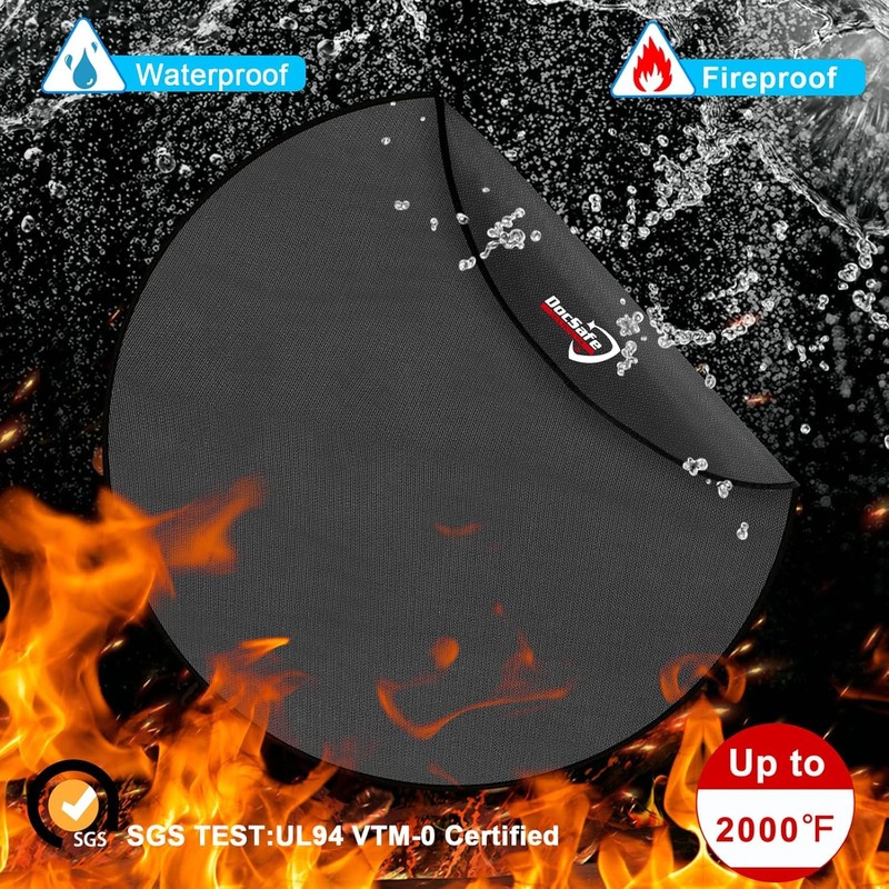 DocSafe 48" Round Fire Pit Mat, 4-Layer Fireproof Under Grill