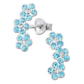 Children's Girls' Earrings Real 925 Sterling Silver with Zirconia Small Stud Earrings Flowers, 925 sterling silver and zirconia stones, Cubic Zirconia